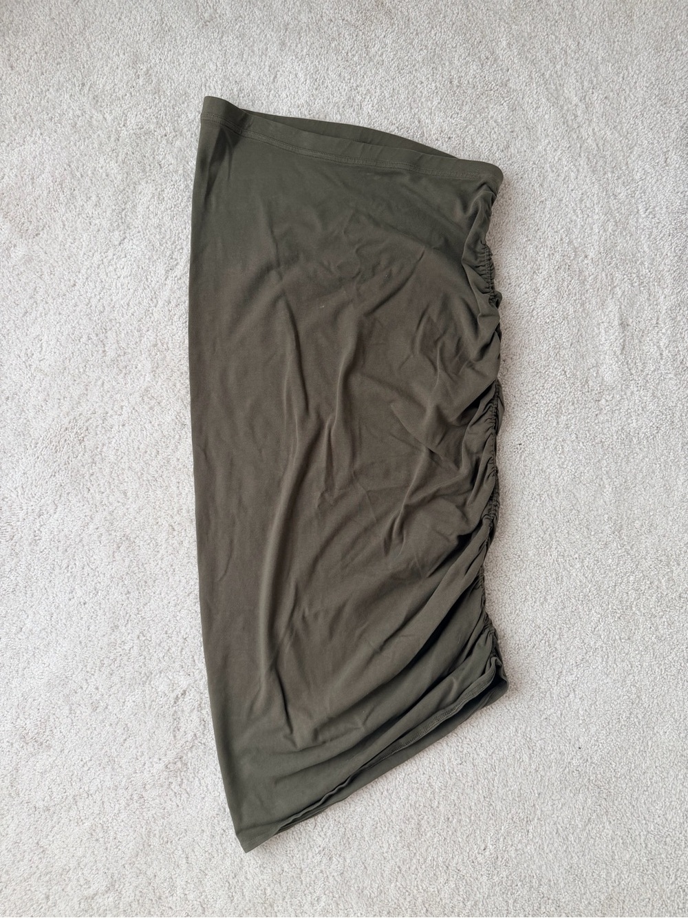 Hard Tail Olive Asymmetrical Ruched Side Skirt
